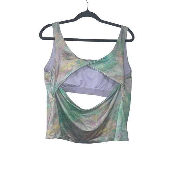 Fabletics XXL/1X Tank Top Sleeveless Activewear Cutout Back Pastel Marble - Picture 3 of 4